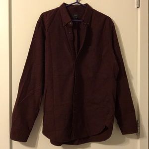 Soft Maroon Flannel Button Down w/ Elbow Patches